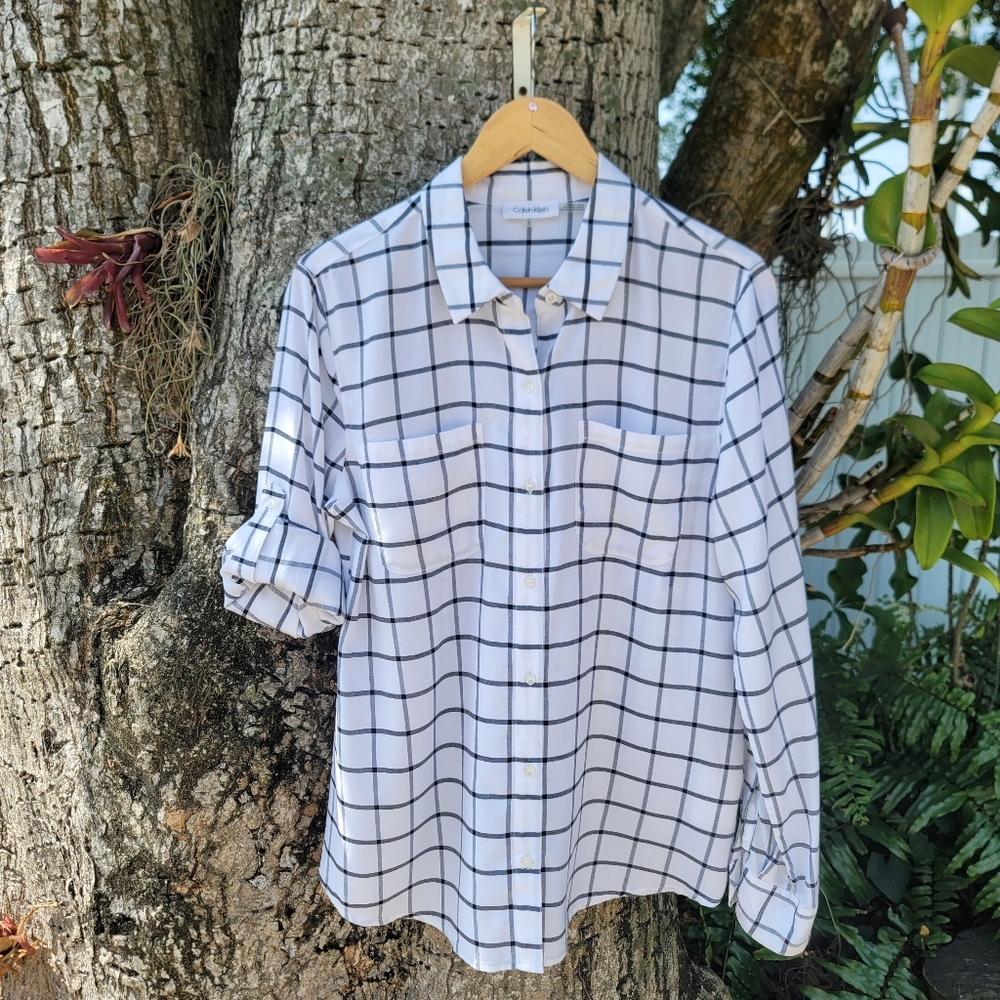 Calvin Klein Women's Shirt Top Sz M  Tunic Top Shirt